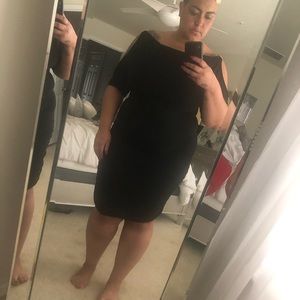 Blk midi with arm slits